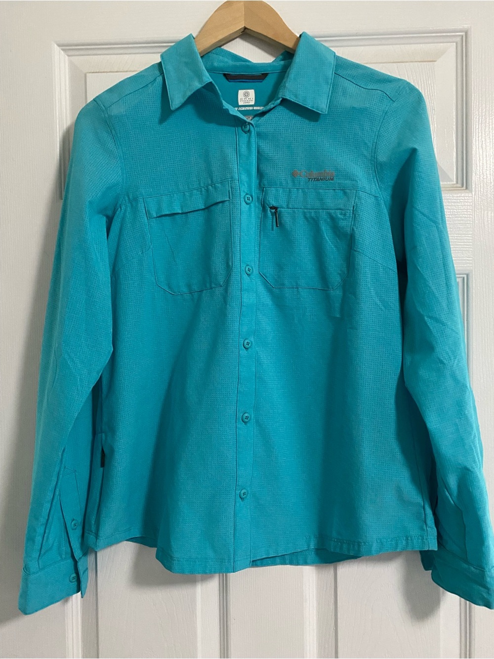 New Columbia Women’s Omni-Freeze Fishing/Hiking Shirt Size M Turquoise Blue